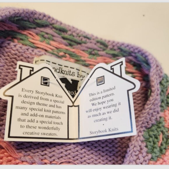 VTG Storybook Knits HANDKNIT Sweater Cardigan Southwestern Cactus - Picture 13 of 14